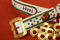 Folk belt from Cracow with the bells, rich version, rivtes in gold color